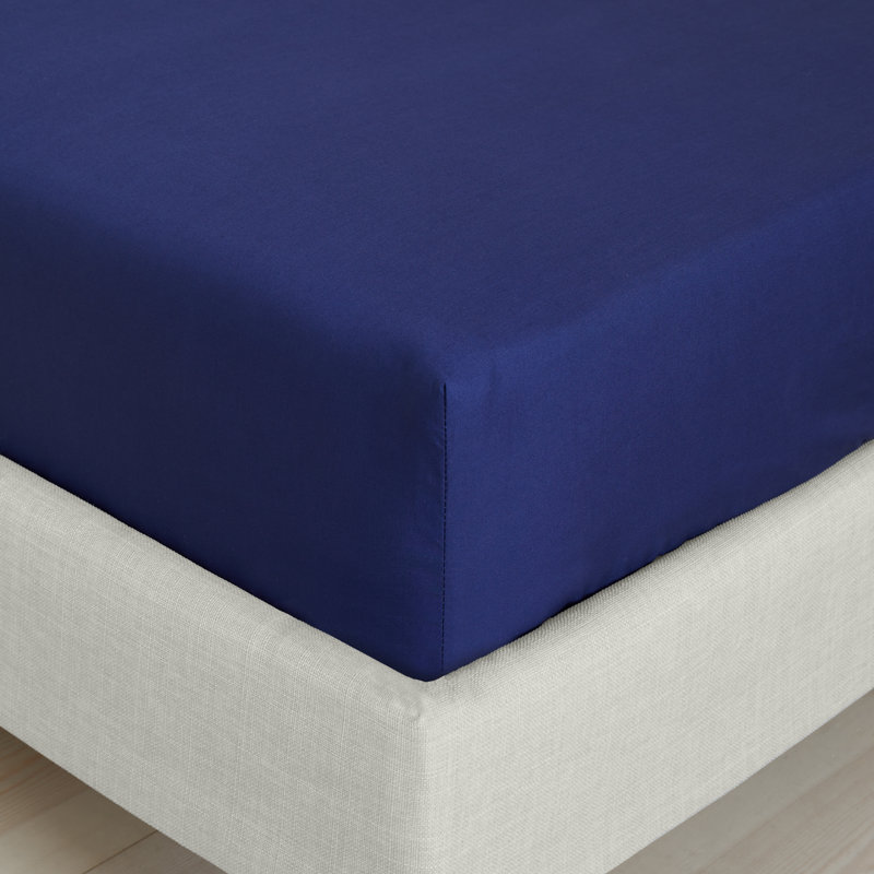 200 Thread Count 100% Cotton Extra Deep Fitted Sheet, Navy, Single (3')