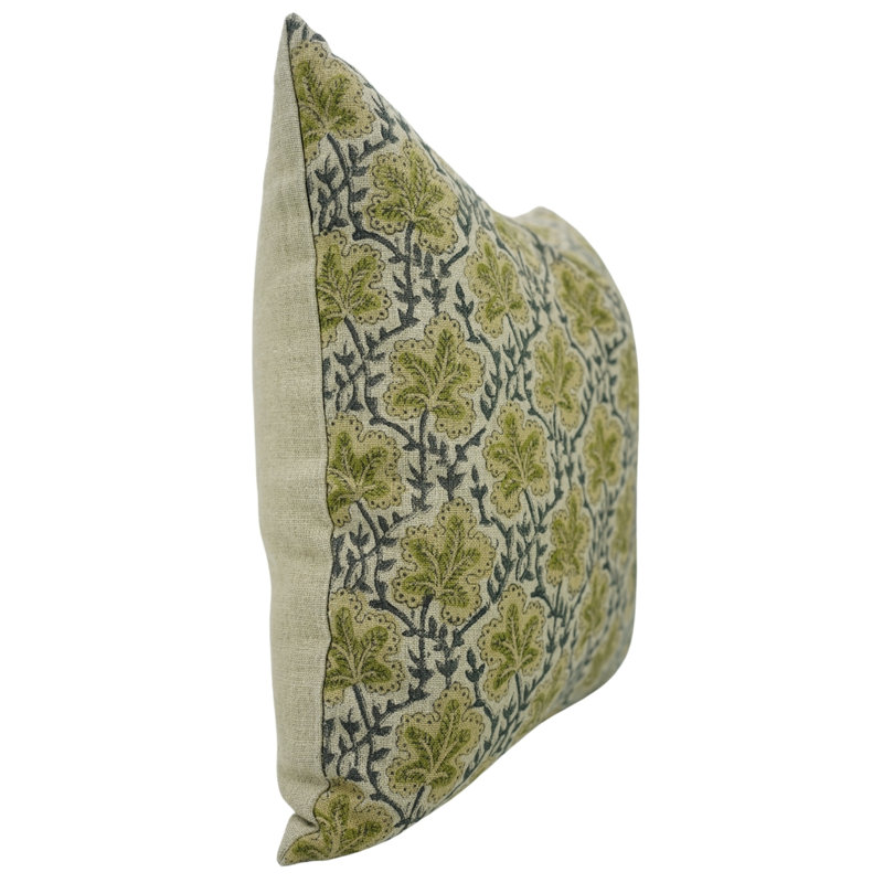 Housse de coussin Fabcline, Carrée, H 20 po x l 20 po, Floral gris / imprimé bloc 1