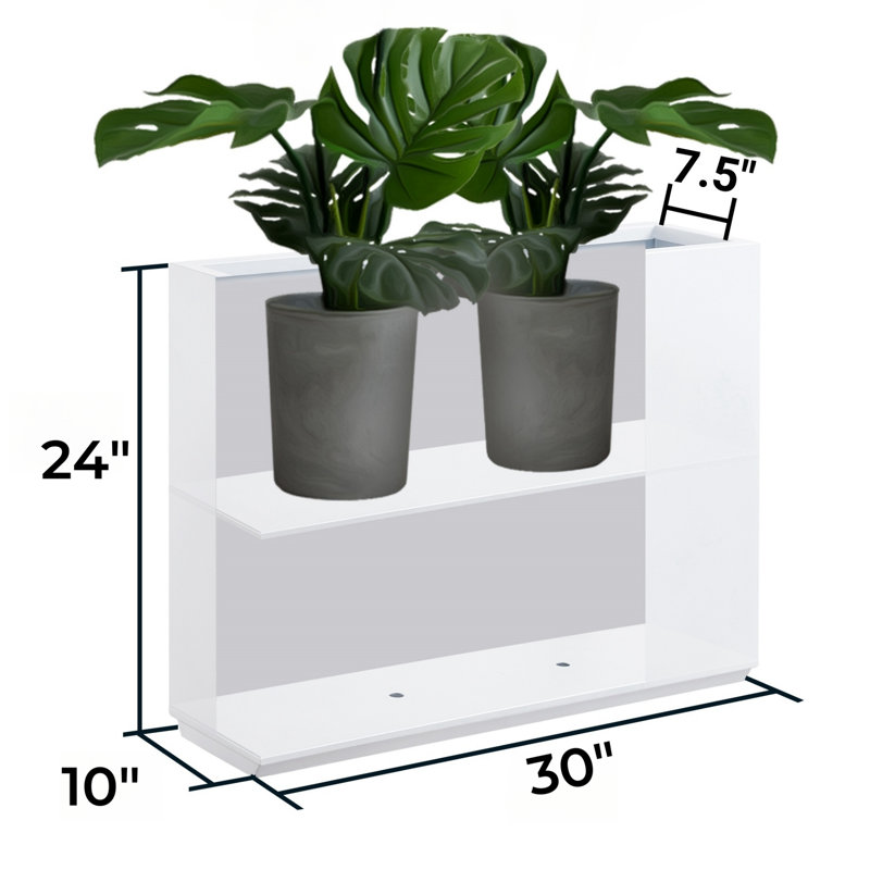 Metal Planter Box Black, 24.02" H x 30" W x 9.84" D, White