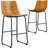Evre Bar Stools Set of 2, PU Leather Counter Height Bar Stools,  Modern Barstools with Metal Legs and Footrest, Urban Armless Dining Chairs with Backrest for Kitchen Island-1223225638-1223225637