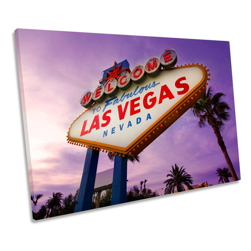 Las Vegas Welcome Sign - Wrapped Canvas Print, 81.3cm H x 121.9cm W x 4cm D