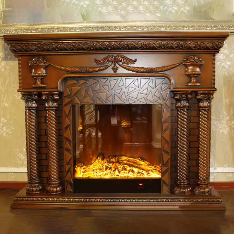Foyer autoportant en bois massif Nut-Brown