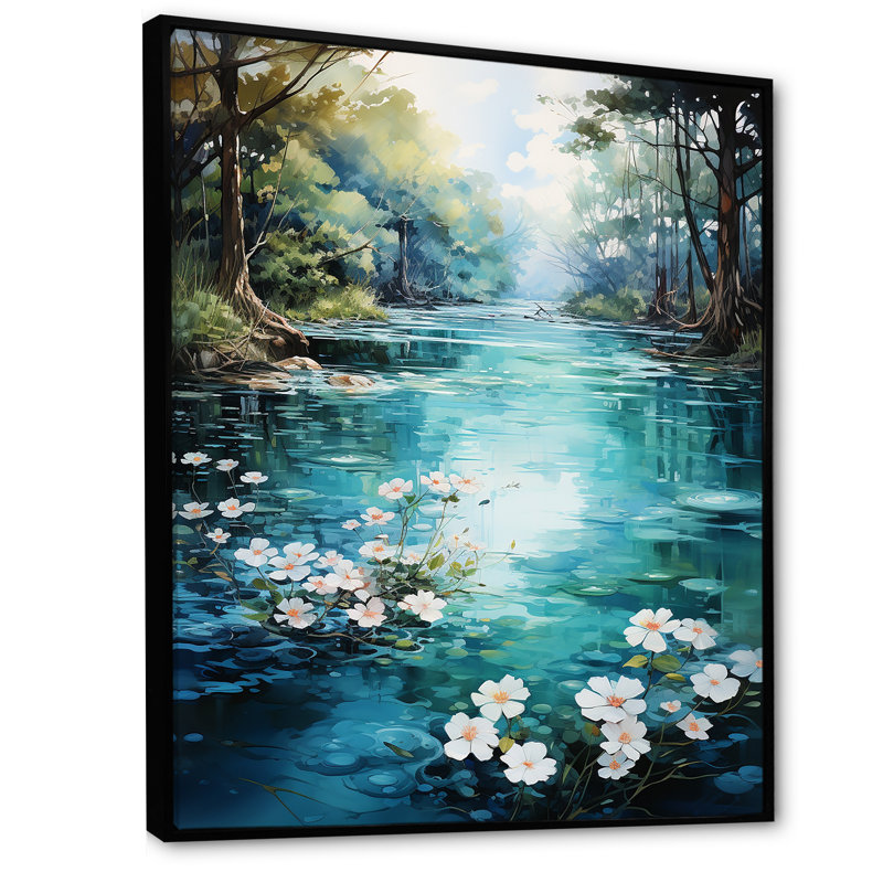 Romantiques sérénités florales II - impression, H 32 po x l 16 po x P 1 po, Cadre flottant noir
