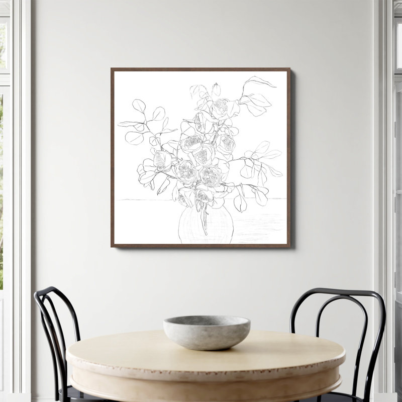 «Beautiful Bouquet Line» par Nadja, Papier avec cadre photo noyer, Non, H 36 po x l 36 po