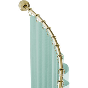 Rustproof Curved Shower Curtain Rod, No Drill Tension Or Permanent Mount Adjustable Curved Shower Rod For Bathroom, Easy Install, Rounded For Extra Room, 50 To 72 Inches, Gold