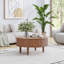Table basse ronde à plateau relevable avec rangement