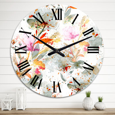 Herbe et plumes en couleurs d'automne I - Horloge murale à motifs