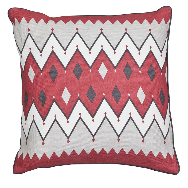 Mesa Linen Square Pillow Cover & Insert, Ivory/Red