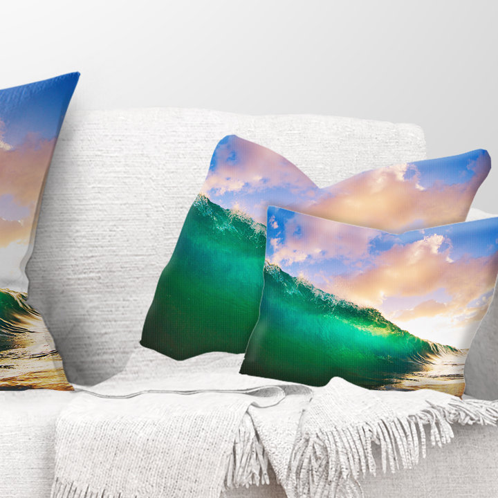 Waves under Cloudy Sky - Sea & Shore Printed Throw Pillow