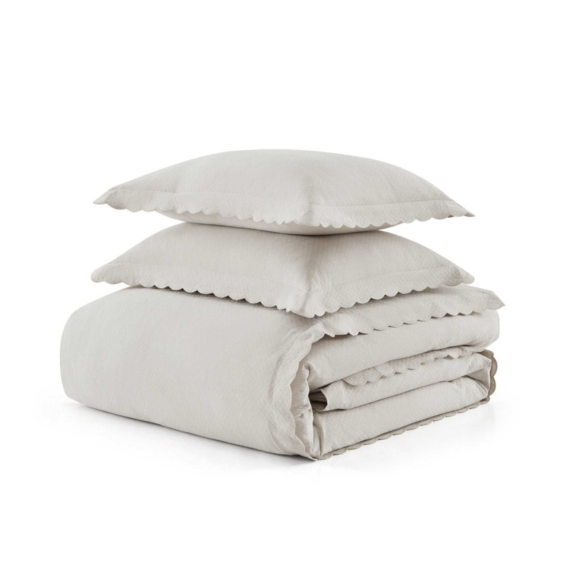 Ensemble de housse de couette réversible Martha Stewart, King Duvet Cover + 2 King Shams, Gris