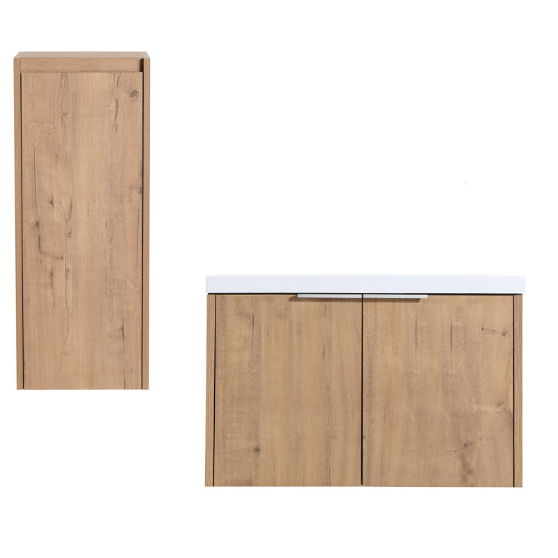 Meuble-lavabo de 30 po avec lavabo et armoire latérale - meuble-lavabo de luxe, finition, eau, 30"