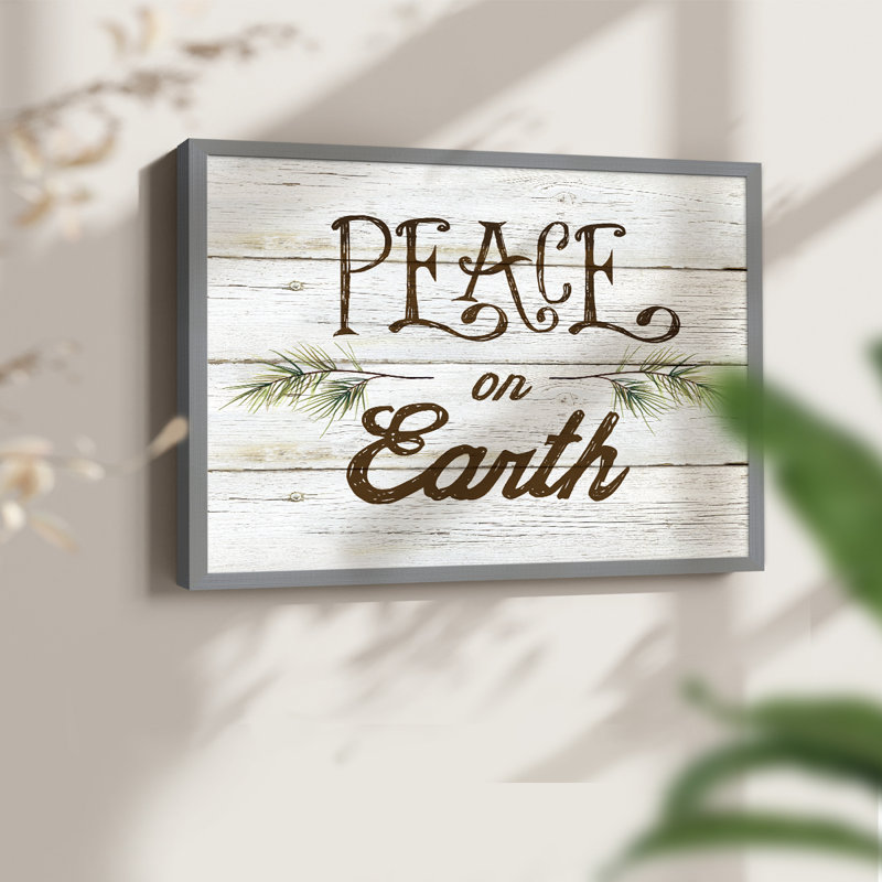 Peace on Earth Sprigs - Reproduction encadrée - Restickable, Gris, H 11 po x l 14 po