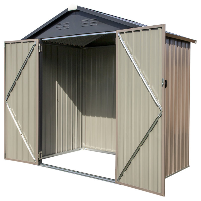 Gray 6' x 4' Galvanized Steel Outdoor Storage Shed