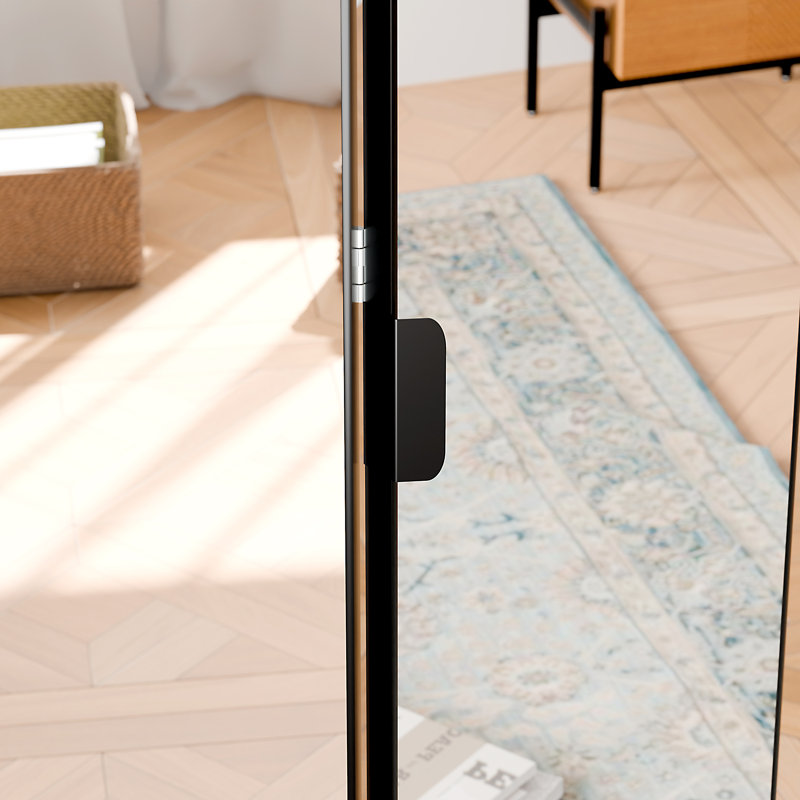 Porte intérieure pliante en aluminium d'intérieur - Conception de miroir à panneau simple avec trousse de quincaillerie d'installation complète | Gain de place pour le placard, la chambre à coucher et le vestibule