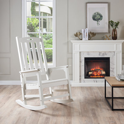 Kiomara Outdoor Oversized Poly Lumber Porch Rocker - High Back Rocking Chair, Weatherproof, UV/Mold Resistant, Recyclable & Low Maintenance, Easy Assembly
