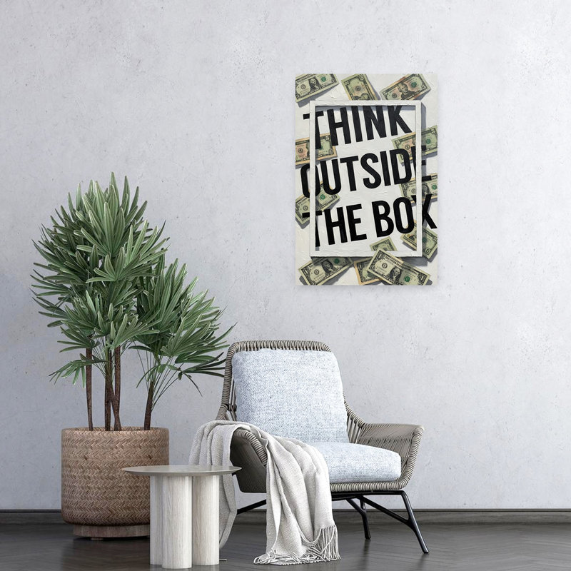 Pensée à l'extérieur de la boîte, art mural contemporain abstrait, H 24 po x l 16 po