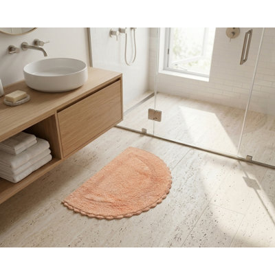 Tapis de bain demi-cercle en dentelle crochetée