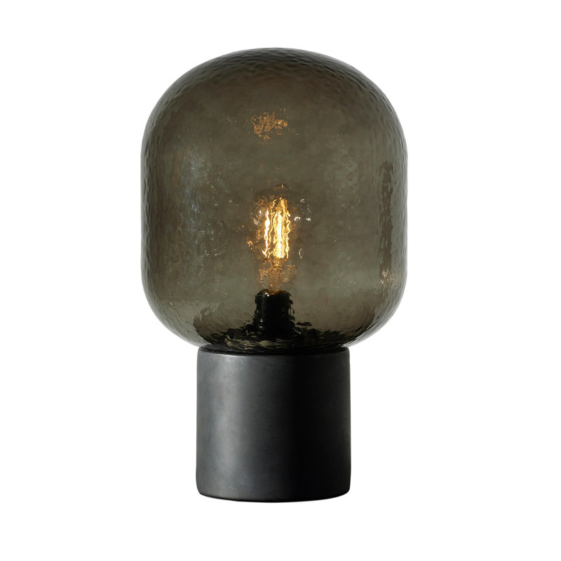 Bruce LED Table Lamp with Cement Base and Textured Glass Dome