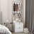 2-in-1 Coat Rack and Nightstand with Storage and Hooks
