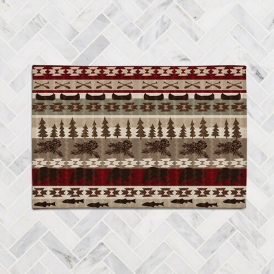 Tribal Lodge Woods Chenille Indoor Rug