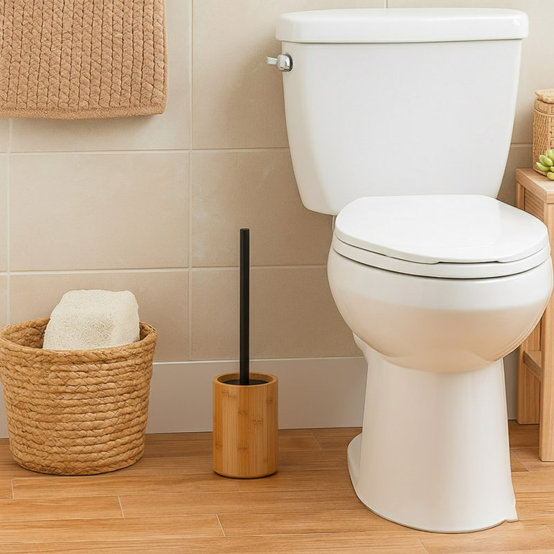 Evideco Bamboo Toilet Brush And Holder