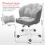 HDHNBA Petal Velvet Mid Back Swivel Vanity Desk Chair with Bow Cushion and Rolling Casters-1803947137