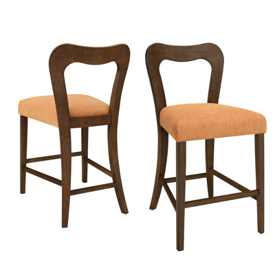 Tabouret de comptoir sans accoudoirs en noyer et 2, structure en bois d'hévéa massif naturel, dossier légèrement incurvé pour 2 sièges ergonomiques, fabriqué de haute qualité avec un confort évidé, style moderne