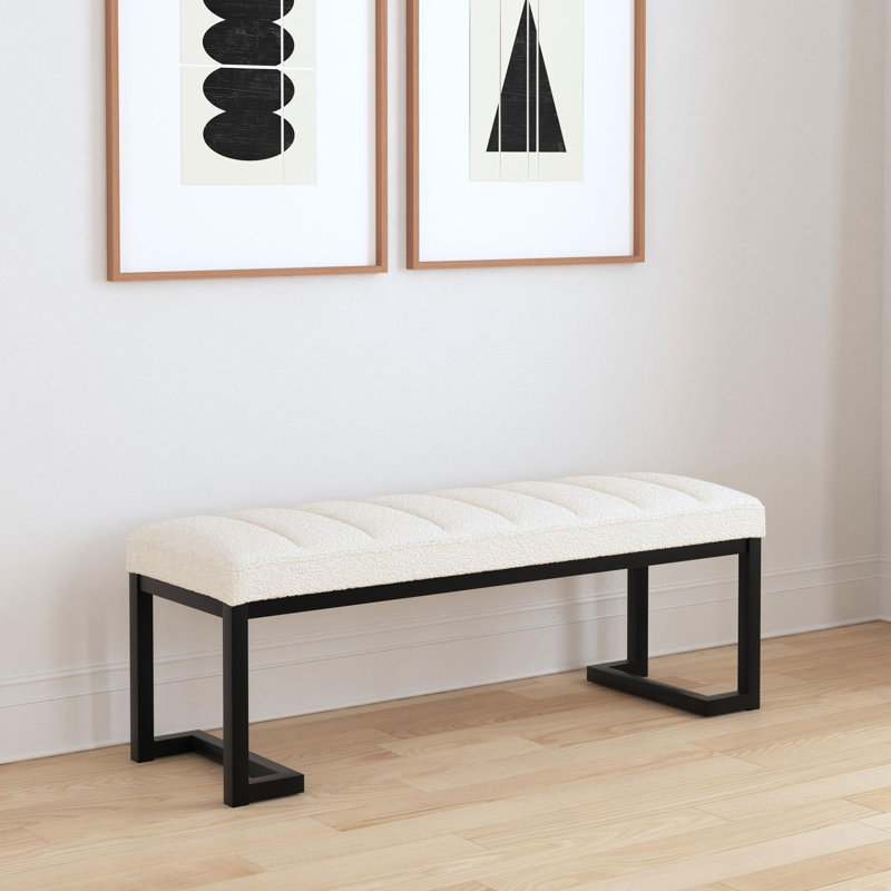 Banc rembourré Adileni Boucle, Vanille