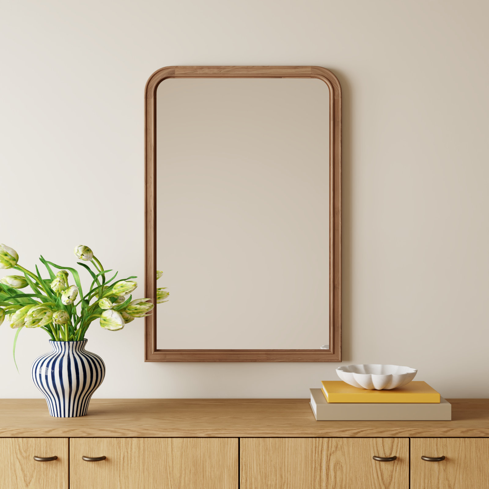 Ancell Solid Wood Mirror, 36" x 24", Deep Honey