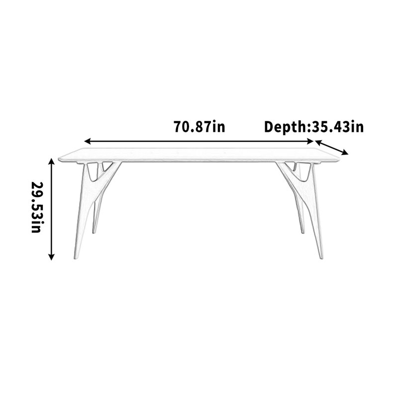 Table de salle à manger rectangulaire, H 29,53 po x L 70,87 po x l 35,43 po