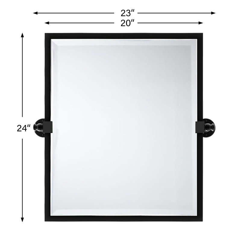 Miroir de salle de bain / meuble-lavabo biseauté moderne et contemporain Blakley, Nickel brossé, 30 po x 20 po
