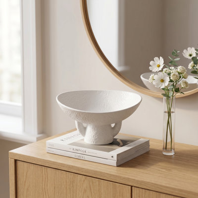 13.5'' White Ceramic Pedestal Bowl