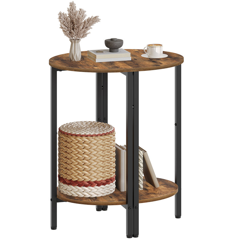 2-tier  End Tables Half Round Side Tables Half Moon Table with Open Shelves