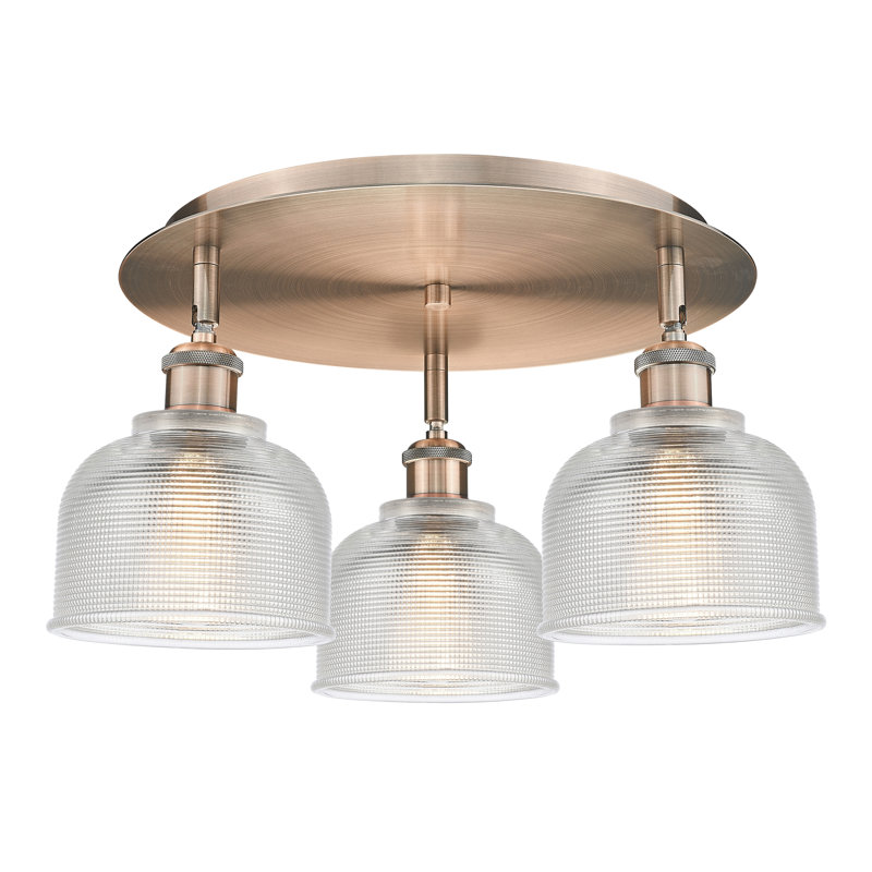 Plafonnier Dayton, Cuivre antique, Transparent