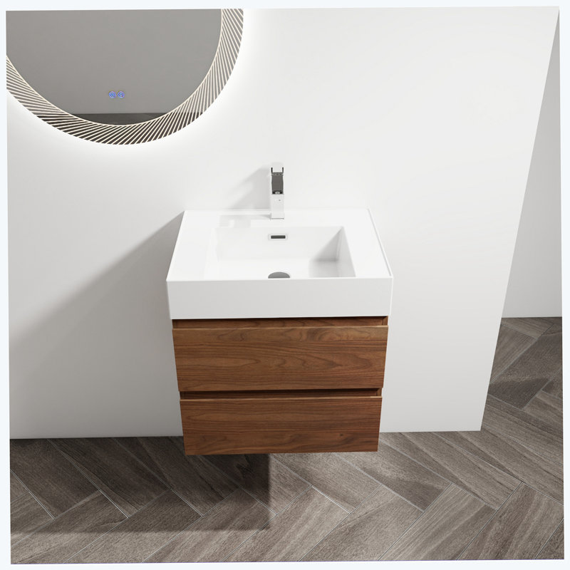 Meuble-lavabo simple 23,6 po avec plateau en céramique Hadeeqa