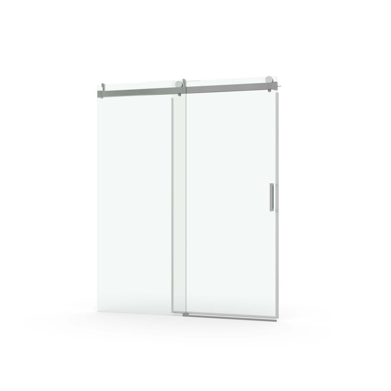 Porte de douche coulissante simple sans cadre à fermeture en douceur, verre trempé avec revêtement facile à nettoyer