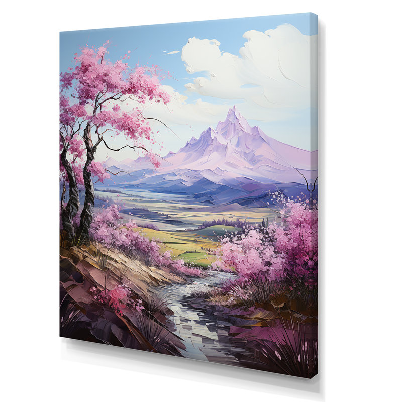 Lilas mauves dans un charme de montagne sur toile, Toile tendue, H 32 po x l 24 po x P 1 po