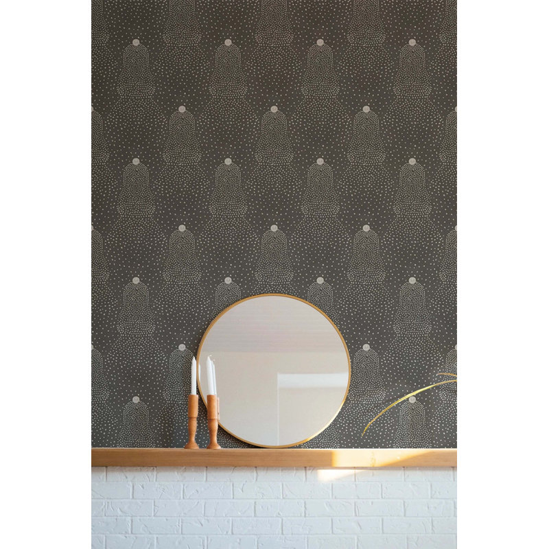 Beaded Current - Wallpaper, Soft Black, Non-Pasted, Faux Grasscloth