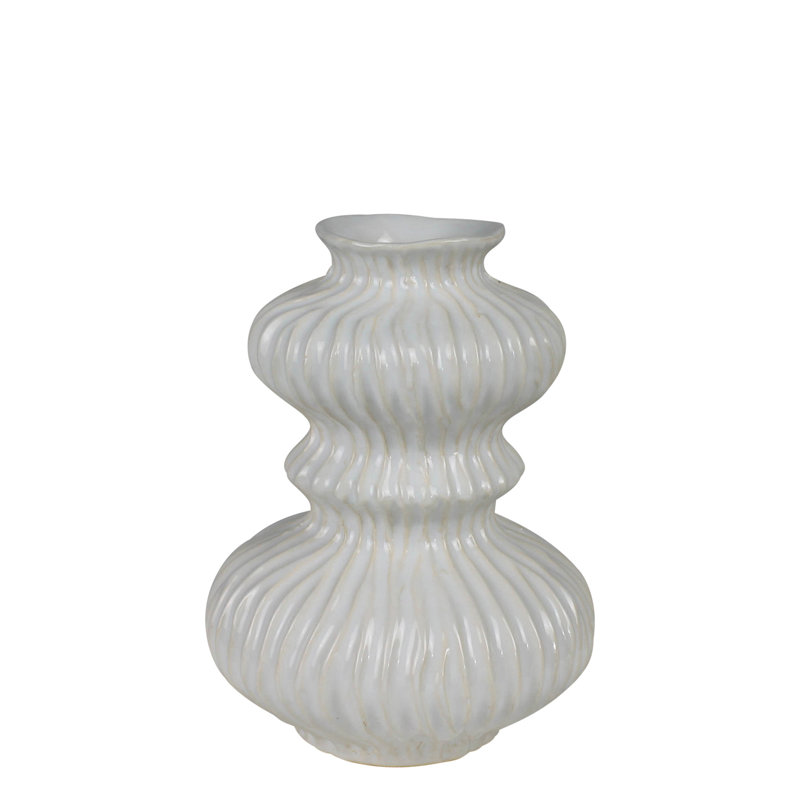 Vase ondulé, céramique - petit, H 7,5 po x l 6 po x P 6 po