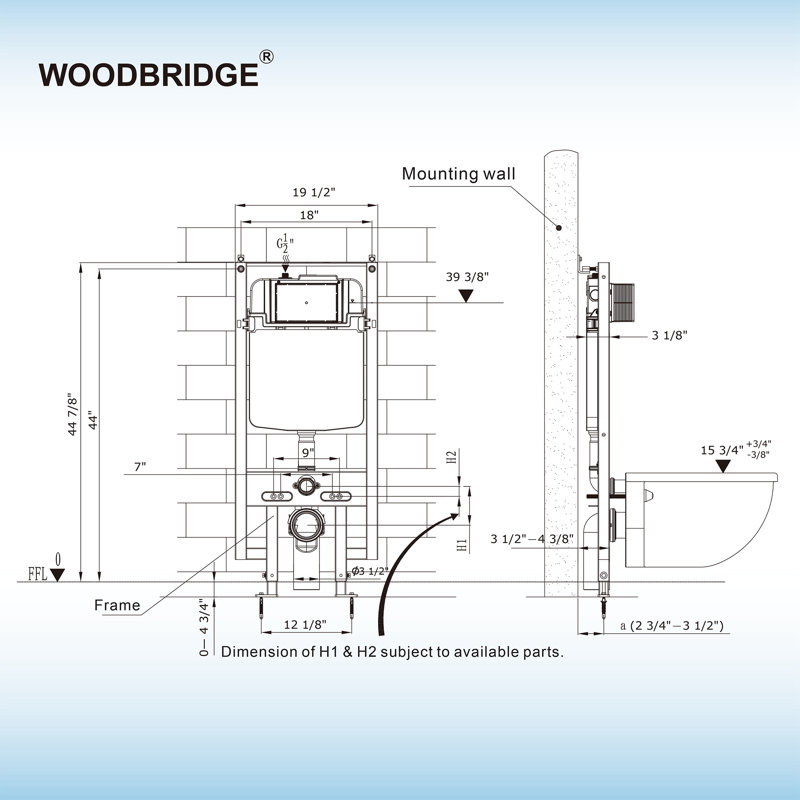 Elongated Wall Mounted Dual Flush High Efficiency Toilet