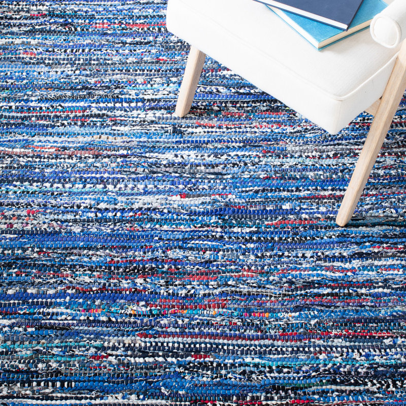 Tapis rayé en coton tissé à la main Rag, Rectangulaire 3 pi x 5 pi