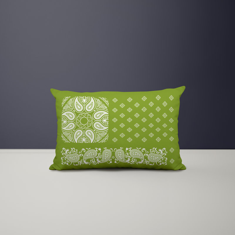 Polyester / Mélange de polyester Housse de coussin rectangulaire intérieure / extérieure lombaire et insert, Chartreuse