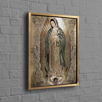 Abstract Religious Themed Cotton Canvas Wall Art Featuring Immaculate Mary and Our Lady of Guadalupe for Aesthetic Catholic Interior Decoration