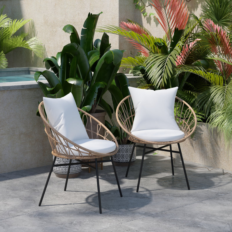 Chaise de patio moderne avec coussins Harleysville, Gris