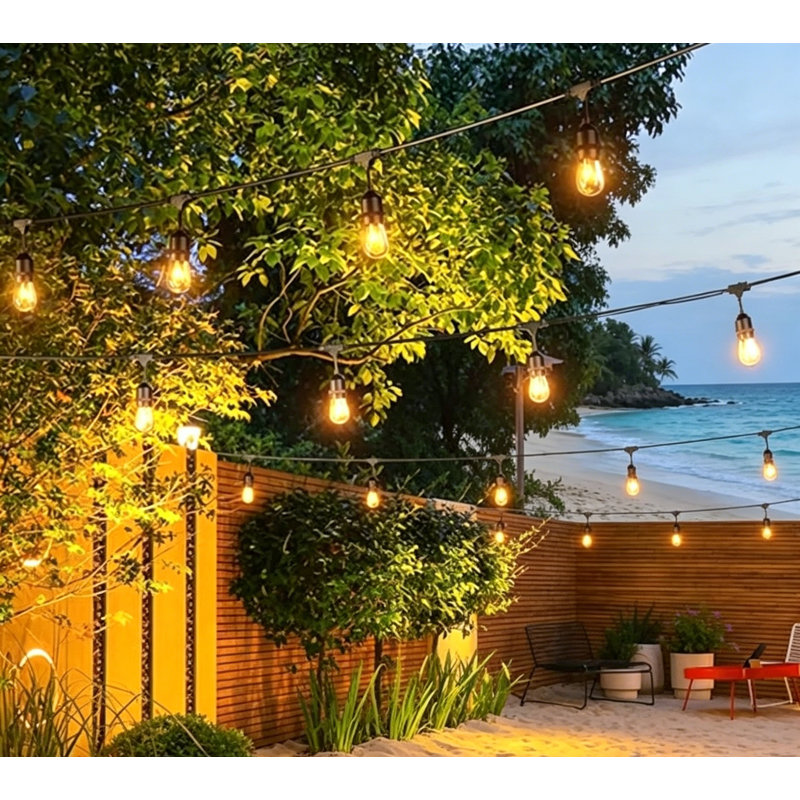 Guirlande d'extérieur avec télécommande et lumières de patio résistantes aux intempéries, 150 pi