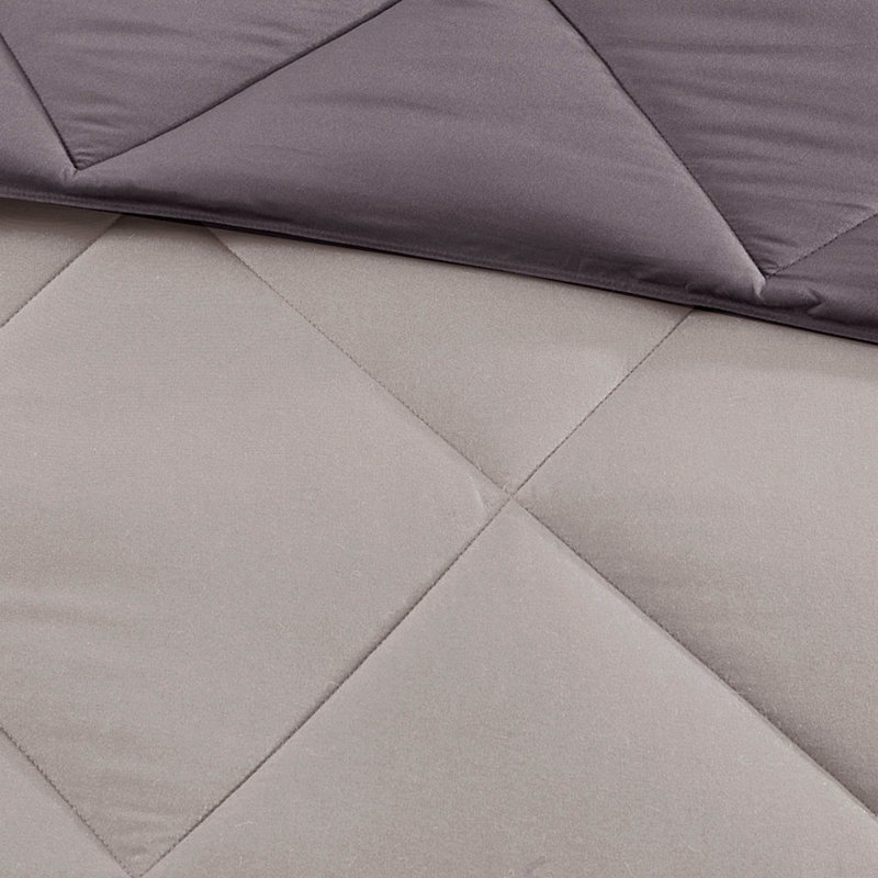 Ensemble d'édredon en duvet synthétique réversible King Diamond, Housse de couette très grand et 2 taies d'oreille, Gris