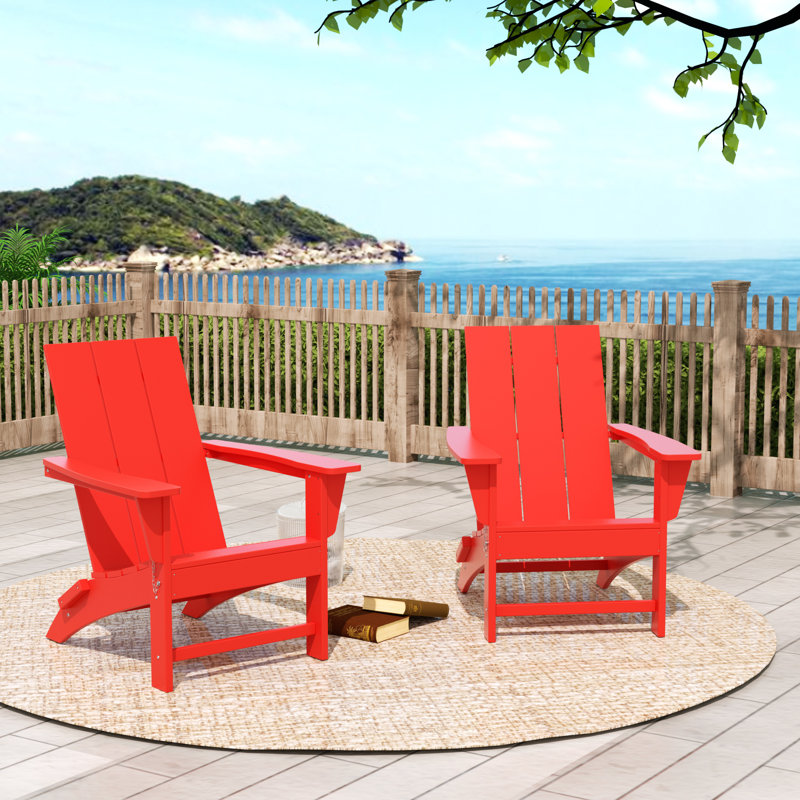Joubert Foldable Outdoor Adirondack Set, Red