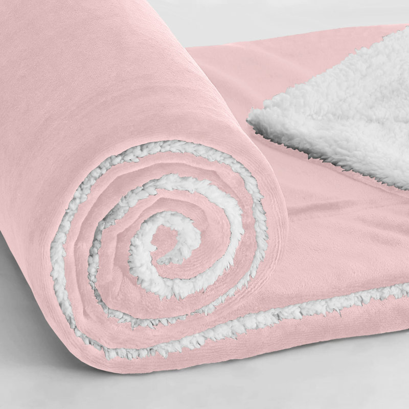 Misuzu Super Soft Reversible Sherpa Fleece Blanket, Single, Pink