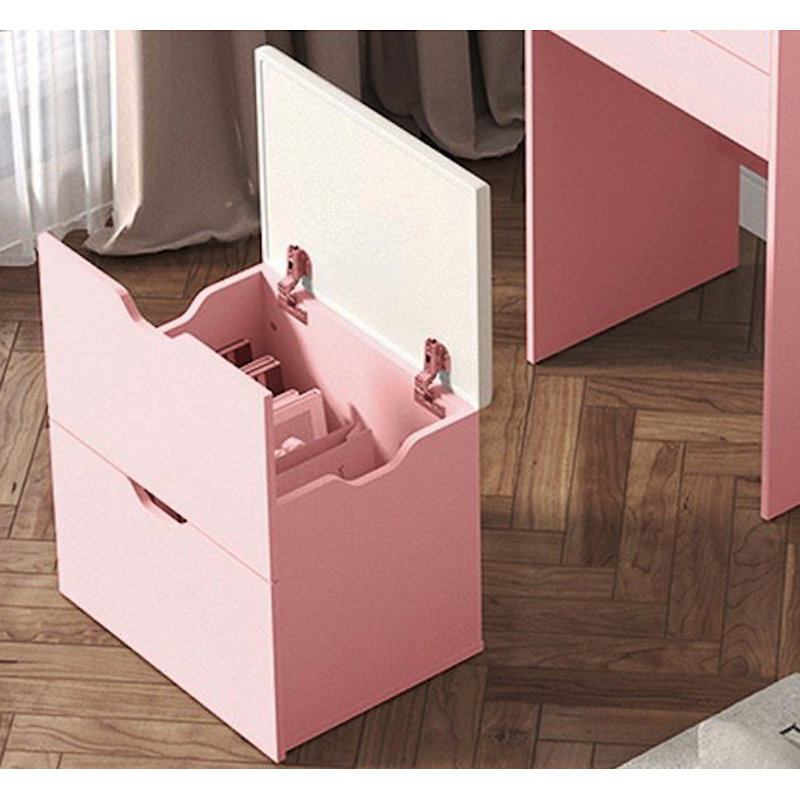 3-in-1 Multifunctional Dressing Table & Stool Set, 3-Color Lighting Modes, HD Mirror, 2 Sliding Drawers & Hidden Storage Stool