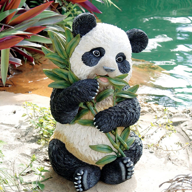 Hand-Painted Black and White Resin Panda Sculpture